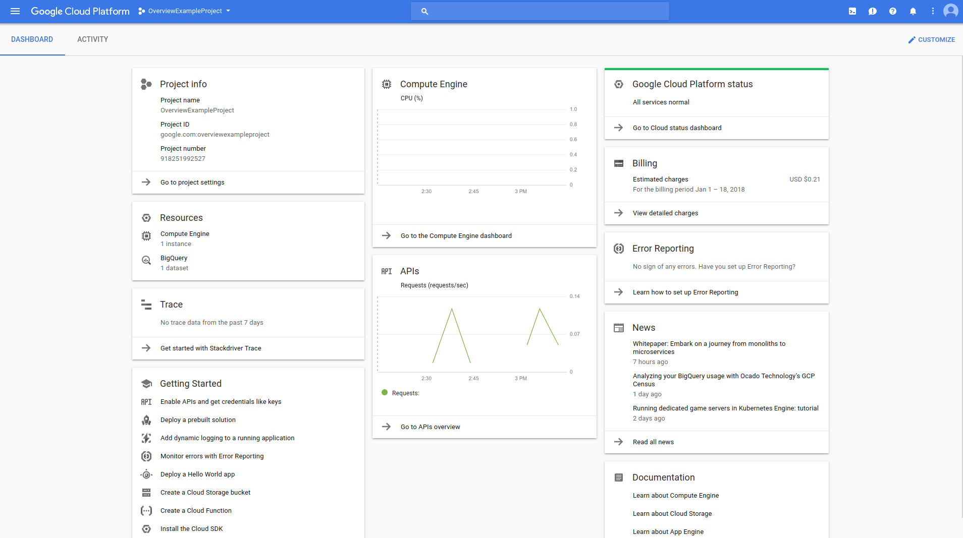 screenshot of Google Cloud